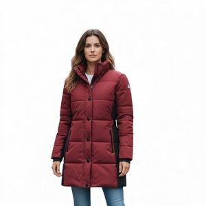 Noize Burgundy and Black Puffer Jacket Size M
